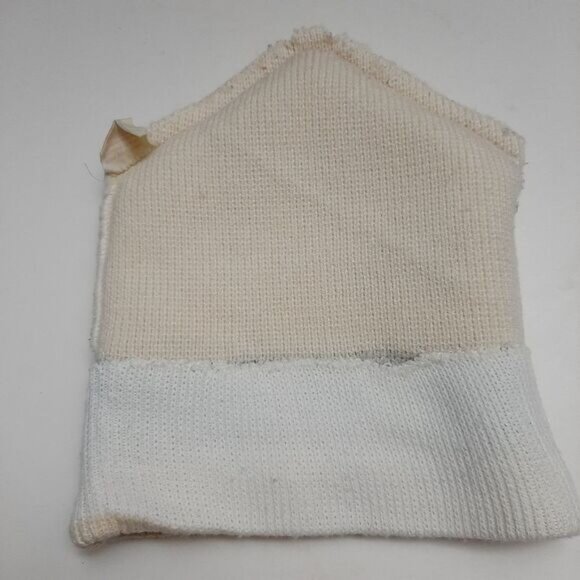 Retro 80's GORDINI 100% Wool Intarsia Stripe Pattern Knit Beanie Hat White OS - Picture 12 of 15